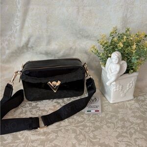 Valentino Orlandi Glossy Black Crossbody  Camera Style Bag NWT